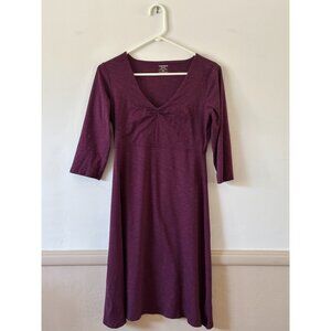 Toad & Co Women's SMALL Rosalinda Dress Maroon Tencel Cotton 3/4 Sleeve Athletic